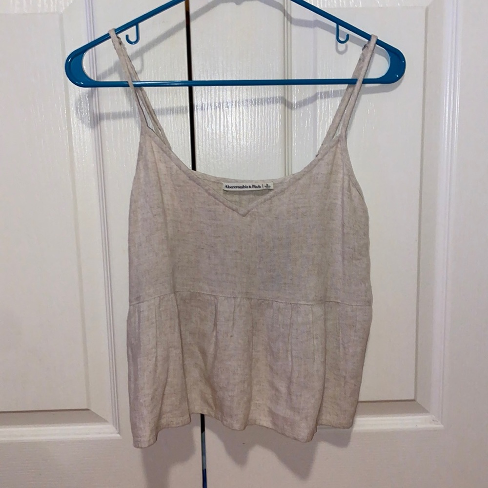 Small, tan, flowy Abercrombie tank